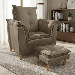 Poltrona Amamentação com Puff - Conforto, Leitura e Descanso (Cappuccino)