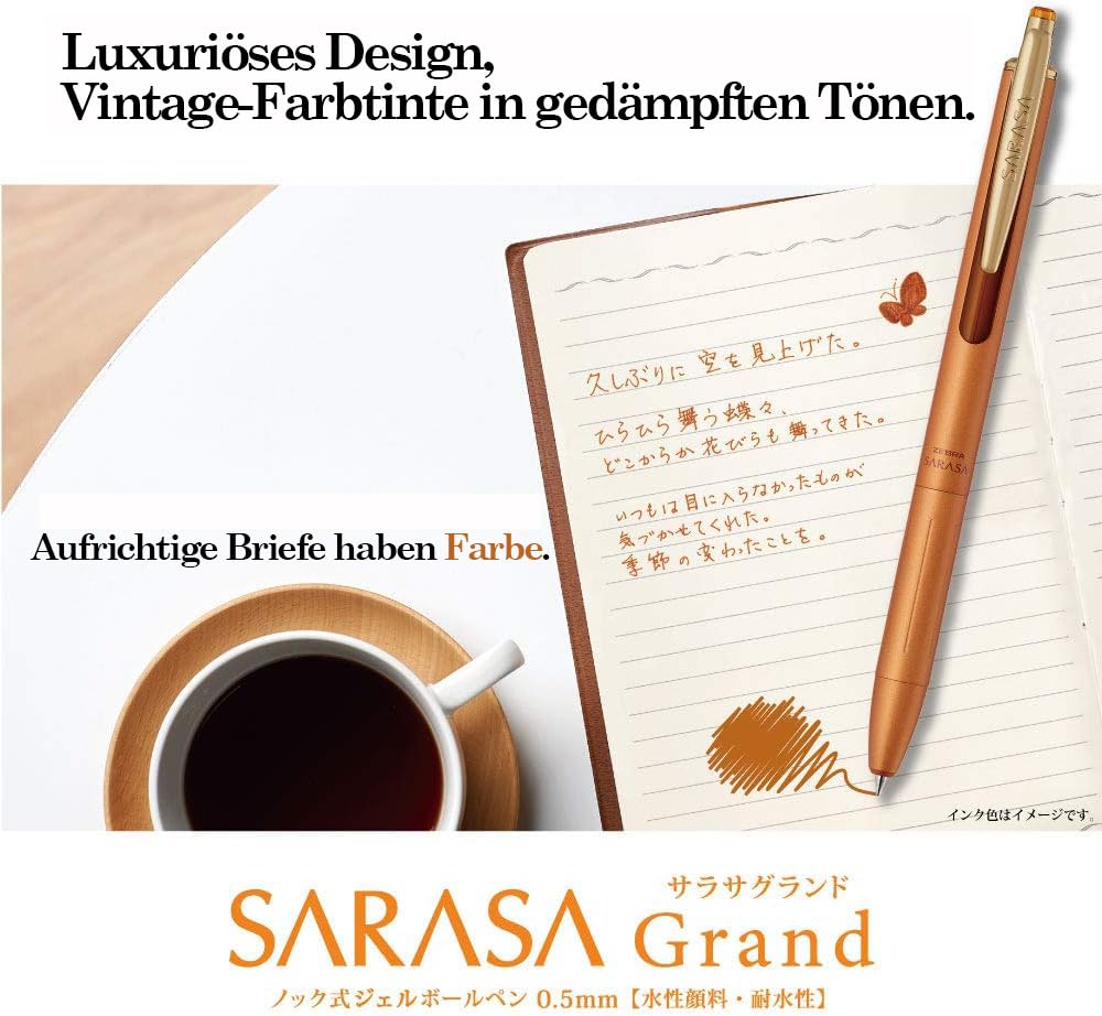 Zebra Sarasa Grand 0,5 mm długopis żelowy 0,5 mm, wkład uzupełniający i oryginalny zestaw uszczelniający (Dark Gray (P-JJ57-VDG)