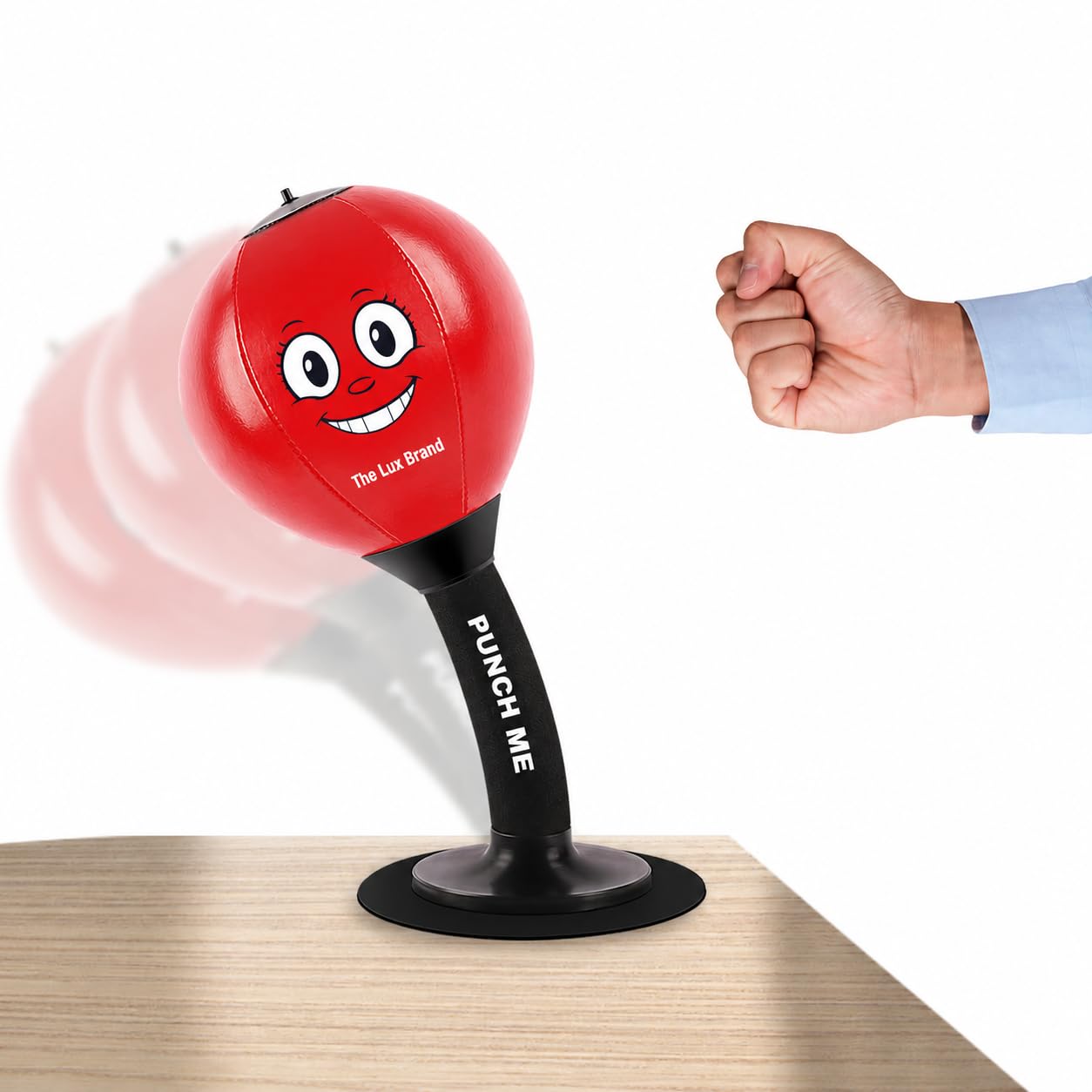 The Lux Brand's Desktop rage Bag, Premium Quality kids punching bag. Super strong Spring Flexibility, punching bag for kids, Super Strong Suction on Smooth Surfaces, Kids&Adults (Red).