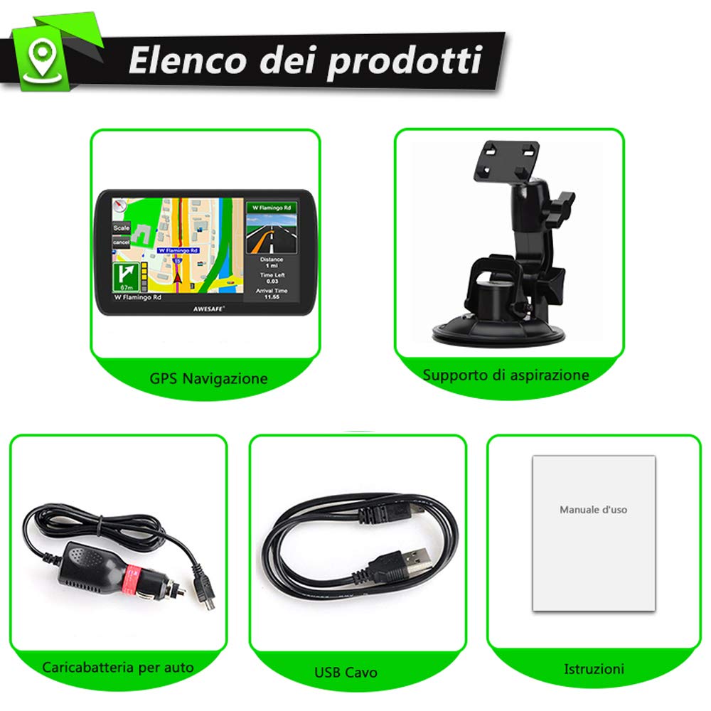 AWESAFE Navegador Bluetooth para camión de 9 pulgadas 2021 GPS navegador por satélite coche autobús taxi, aviso tráfico de voz, límite de velocidad, actualizaciones gratuitas de mapas de por vida