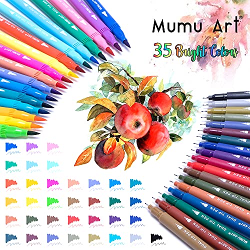 Mumu Art M-35DP 35 Dual Markers Pen For Adult Coloring Book, Coloring Brush Art Marker, Fine Tip Colored Pens For Bullet Journaling Drawing Planner thumb #6