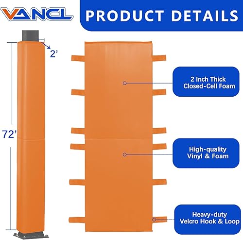 Miniatura 9 de VANCL Basketball Pole Padding Outdoor Square Pole Pad Wrap Around Square Pole Padding Waterproof Durable Basketball Pole Pads for Protection(Fit
