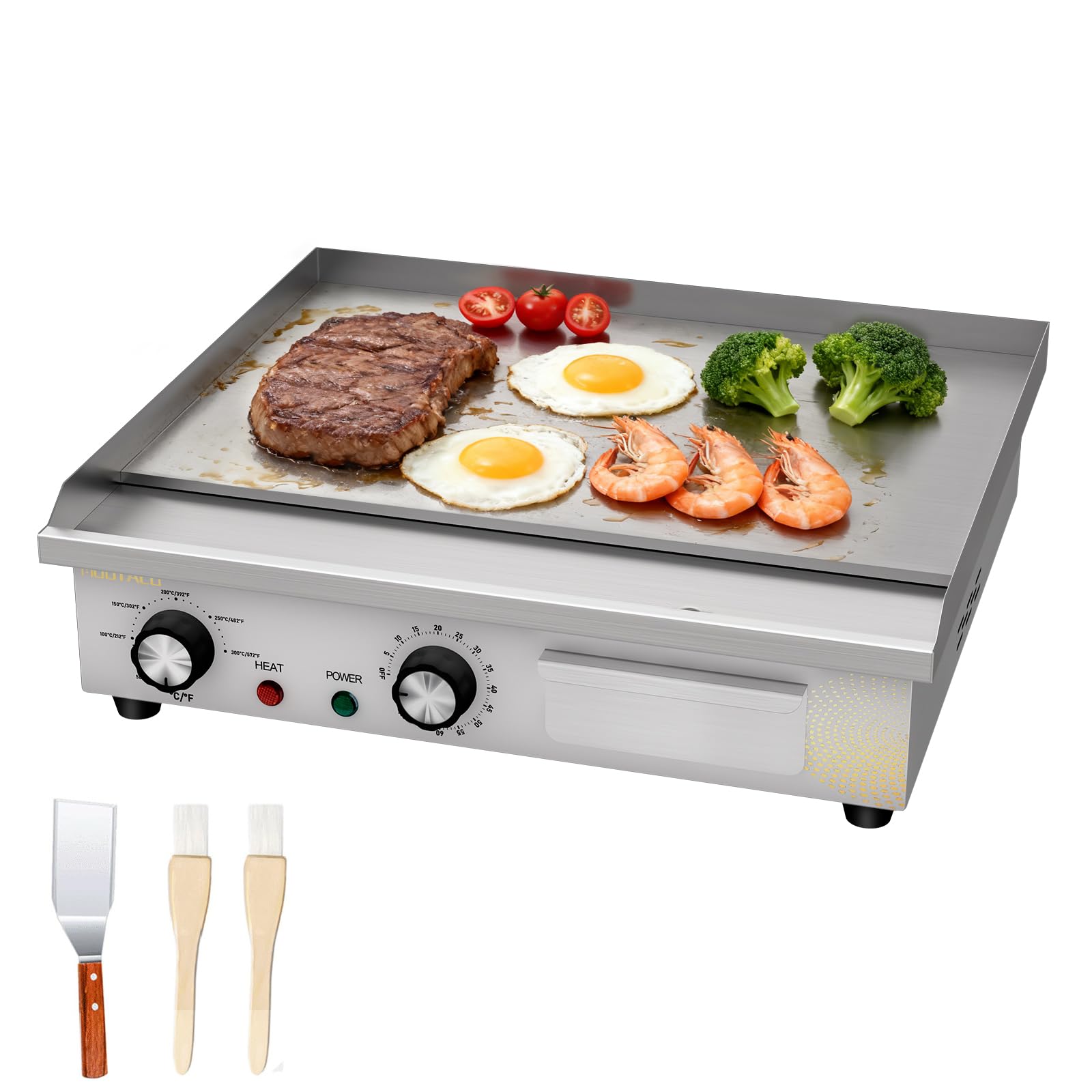 45cm Elektrische Grillplatte Gastro Elektrogrill mit Zeitschaltuhr | Plancha Grillplatte Elektrisch mit 45 cm Grillfläche, Profi Tischgrill elektrisch, Timer 0-60 Min, für Küche, Restaurant