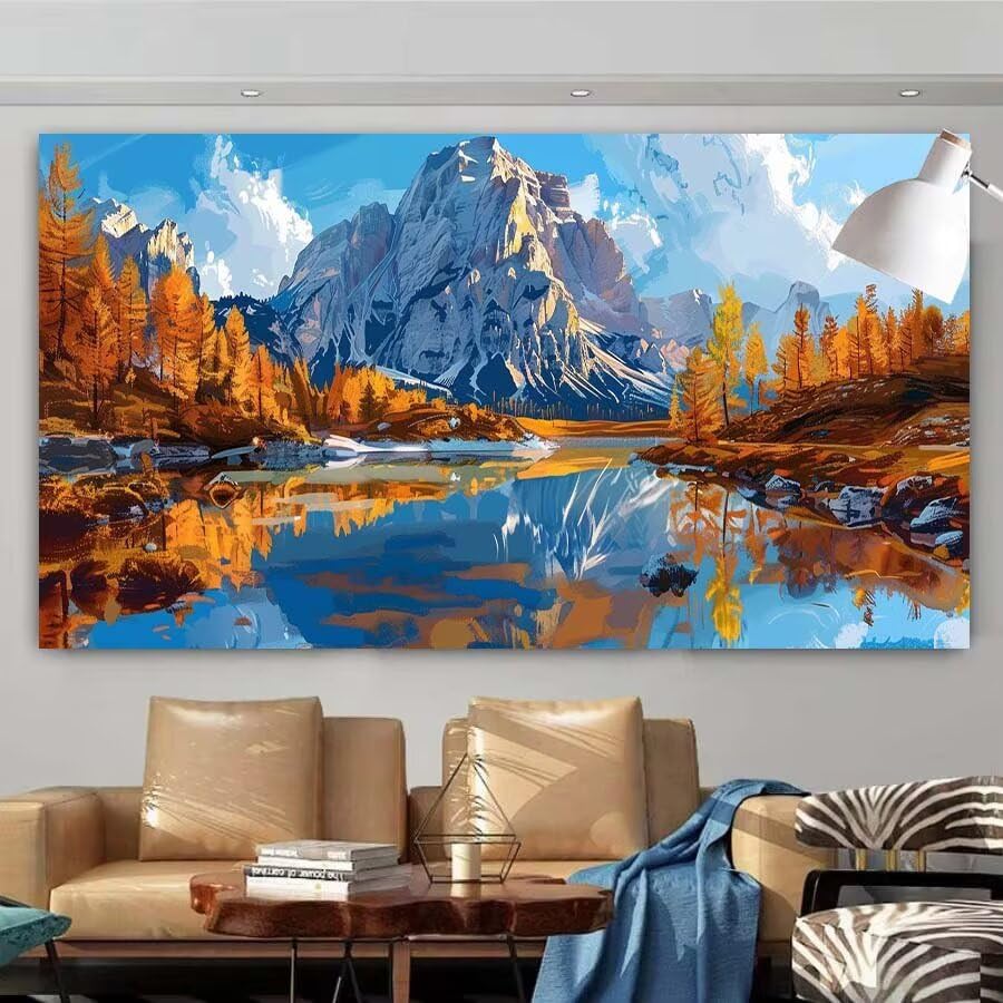 Diamond painting automne grand format pour décorer le salon avec élégance