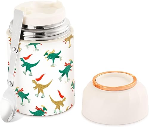 Christmas Dinosaurs Skating Food Jar with Spoon Stainless Steel Vacuum Insulated Food Container 17 oz Soup Thermos for Hot Food disponible en Yaxa Venezuela