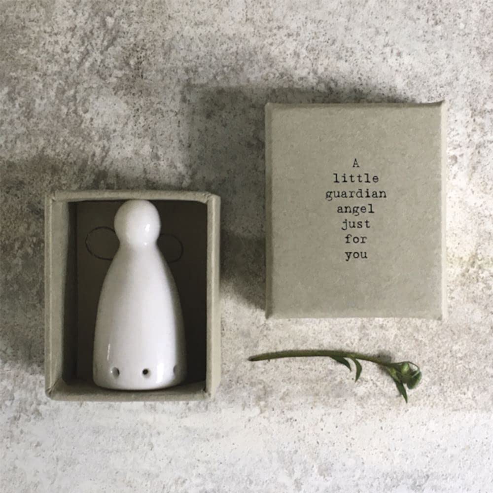 East Of India White Porcelain Guardian Angel Gift 'Just For You', Christmas Angel Keepsake, Thinking Of You Gift For Her Him, Boxed Mini Porcelain Angel