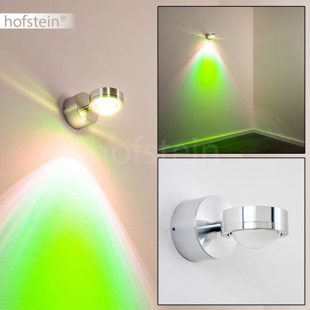 HOFSTEIN LED Wandlampe Harare, Wandleuchte in Chromfarben mit grünem Farbfilter, Wandstrahler mit Lichteffekt, 1-flammig, 3 Watt, 300 Lumen, 3000 Kelvin, Wohnzimmer, Esszimmer, Schlafzimmer, Flur