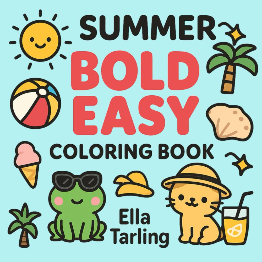 Summer - Bold & Easy Coloring Book for Kids & Adults
