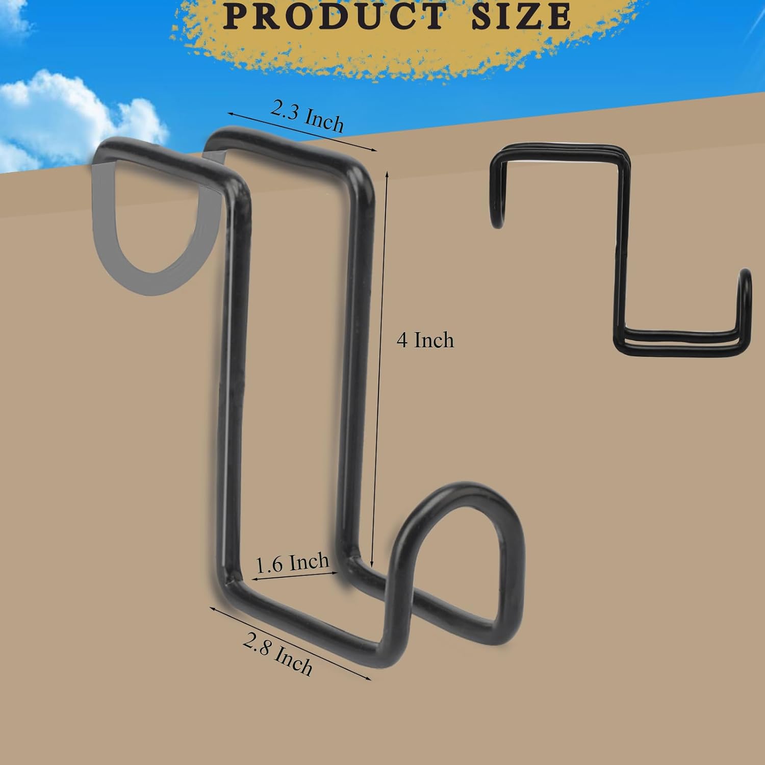 2PCS 4 Inch Tack Hook Heavy Duty Metal Birdle Hook Water Bucket Hanger for Hanging Horse Bridles,Halter and Buckets(Black) - Image 2