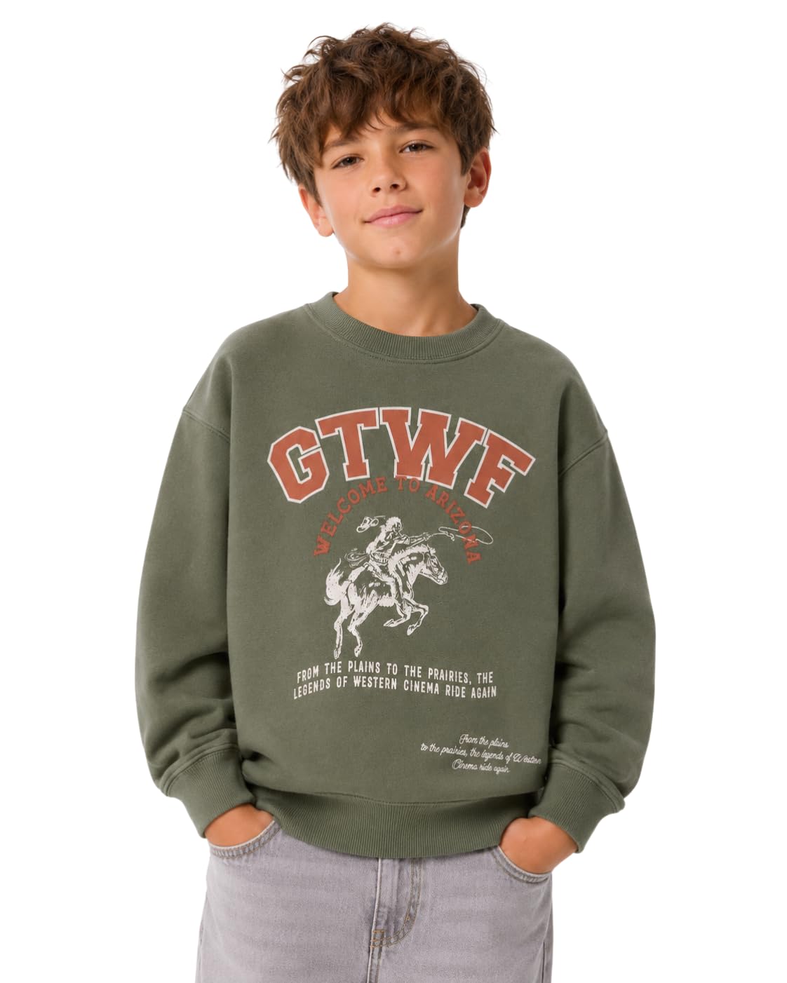 Alan Jones Clothing Boy's Oversized Sweatshirt | Stylish Printed Crew Neck Pullover for Kids | Age 6–16 Years | Soft & Warm Winter Wear-image-37