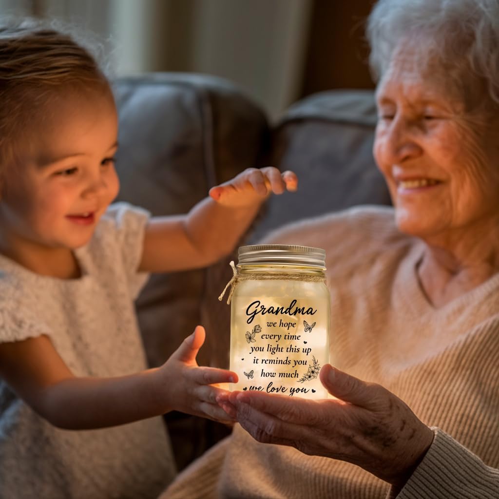 Gifts for Grandma Night Light, Birthday Gift for Grandma, Mothers Day Christmas Thanksgiving - Gifts for Grandma from Grandkids, Great Grandma Presents, Nana, Grammy, Grandmother Lamp Mason Jar Light image 4