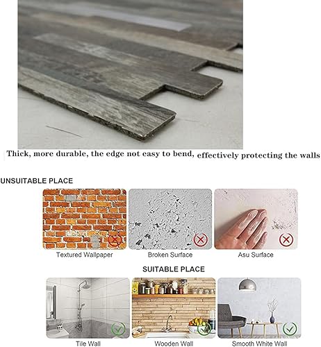 Miniatura 3 de XUANINY Azulejos de 7 hojas para salpicaduras, calcomanías de cocina de mármol negro de PVC sintético, paneles de pared para baño, dormitorio,