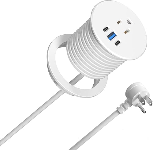 Miniatura 9 de Ojal de alimentación de 2.5 pulgadas, carga USB-C de 20 W, 1 toma de corriente con 2 USB C, 1 puerto USB, montaje empotrado para muebles de Negro