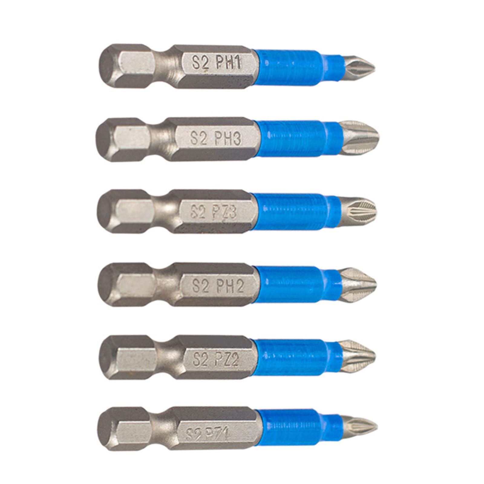Henygen 6Pcs 6 / 12Pcs Ph2 Screwdriver Bit Set 1 / 4Inch Hexagonal Shank Crossed Screw Electric Power Driver Bit, 50Mm Crossed Set