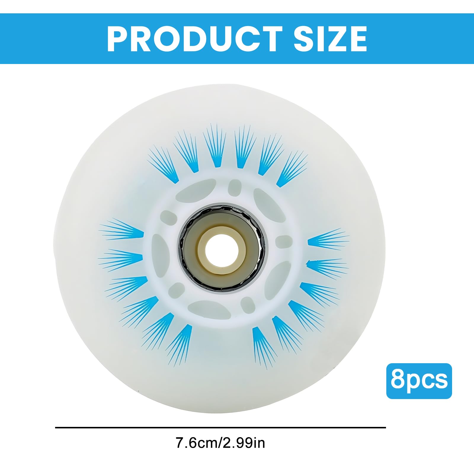 PORFOYO Inline Skate Rollen, 76 mm, set di 8 pezzi, ruote in linea Skate con cuscinetti a sfera, ruote universali in PU per tutti i tipi di pattini a rotelle (76 mm)