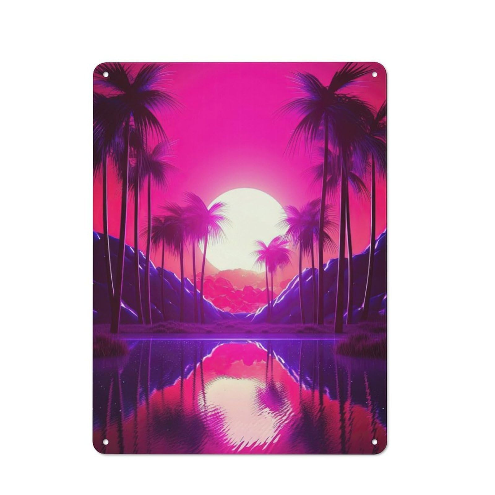 Junmoney Serene Synthwave Paradise Vintage Tin Sign 40X30cm With For Man Cave Or Games Room, For Games Room Collectors