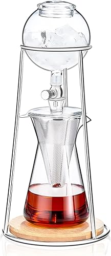 PARACITY Cafetera de café frío, cafetera helada en acero inoxidable y vidrio de borosilicato, cafetera de goteo en frío con tecnología de goteo