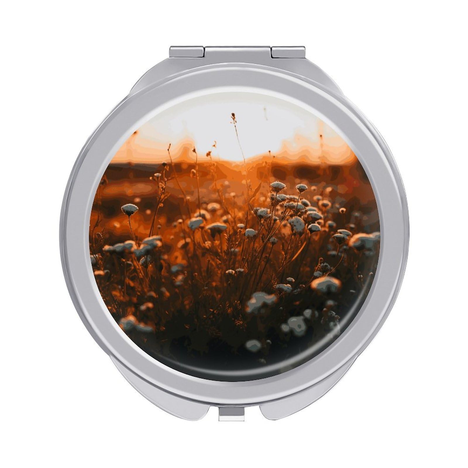 JTREHY Flowers in The Sunset Makeup Mirror Portable Folding Mirror Compact Travel Mirrors 2-Sided Round Pocket Mirrors Cute Handheld Beauty Mirror for Handbag Purse for Women Gift