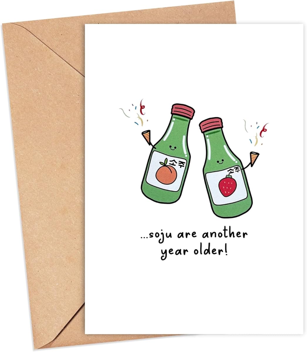 Amazon.com : XBDesigns Korean Soju Card - Asian Punny - Funny Birthday - Cute Bday Card - Food And Drink - Celebration - Kpop Birthday Card - Soju Lover Kpop - Korean Birthday Card : Office Products