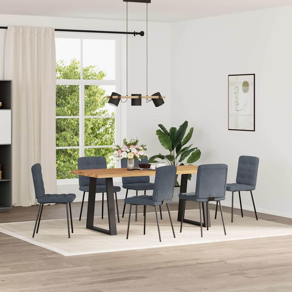 Chaises de salle manger lot de 6 velours gris foncé et métal confort avec mousse