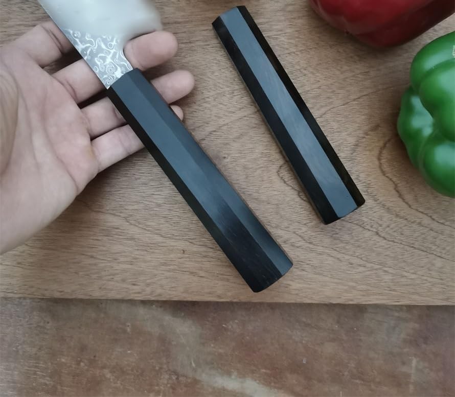1PC Octagonal Wood Knife Handle, Japanese Fish Head Knife Grip Blank DIY Making Replacement Accessory
