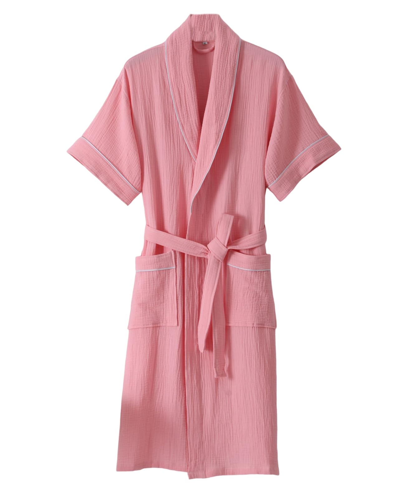 Peignoir en Gaze de Coton pour Femme Yukata Japonais Style Kimono Peignoir d'été léger à Manches Courtes,Rose,XL