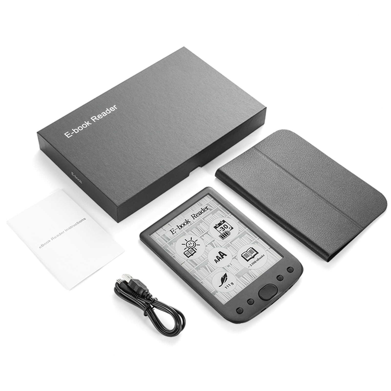 Dioche El Lector de Libros Electrónicos Pocket Treasure de 6 Pulgadas con Pantalla Táctil de Tinta Electrónica, Lector de PDF Portátil de y Video con Altavoz Incorporado, Mejora la Experiencia de