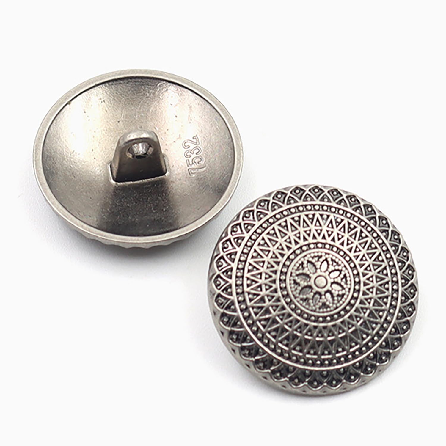 10 piezas de botones vintage redondos con tallo de metal y motivo floral circular - Artesanía para costura DIY y decoración de ropa