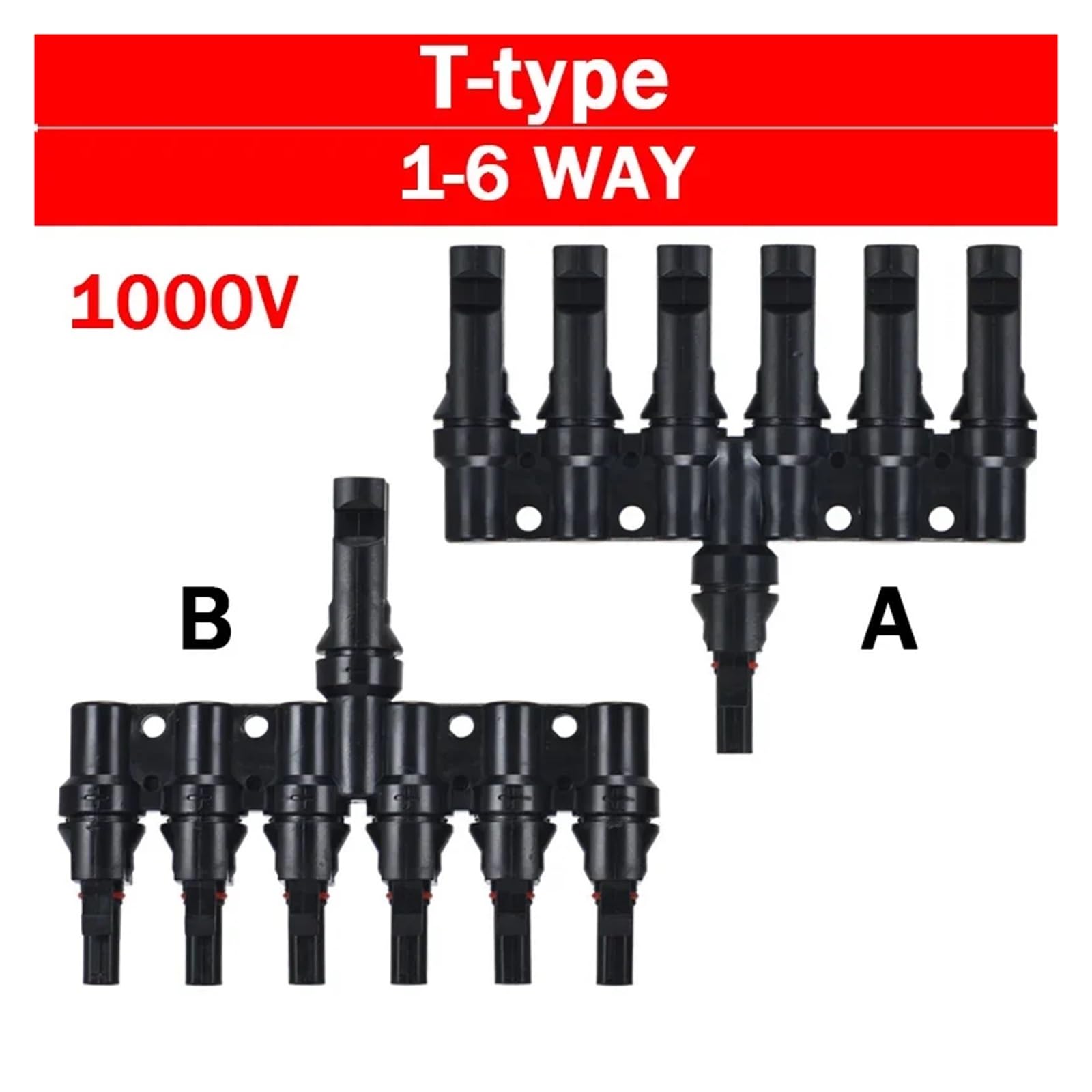 Conector solar fotovoltaico Y/T tipo 30A 1000V 3 4 5 6 Kit de rama 7 vías for Cable PV/MC módulo batería 2,5/4/6mm²(MC4-T7,5 SETS)