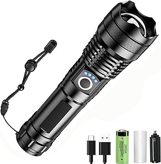 Tactical Flashlight, LED Flashlight IPX6 Waterproof, High Lumens Rechargeable Flashlight with 5 Modes, Handheld Flashlight Suitable for Camping, Hiking, Climbing, Emergency Use