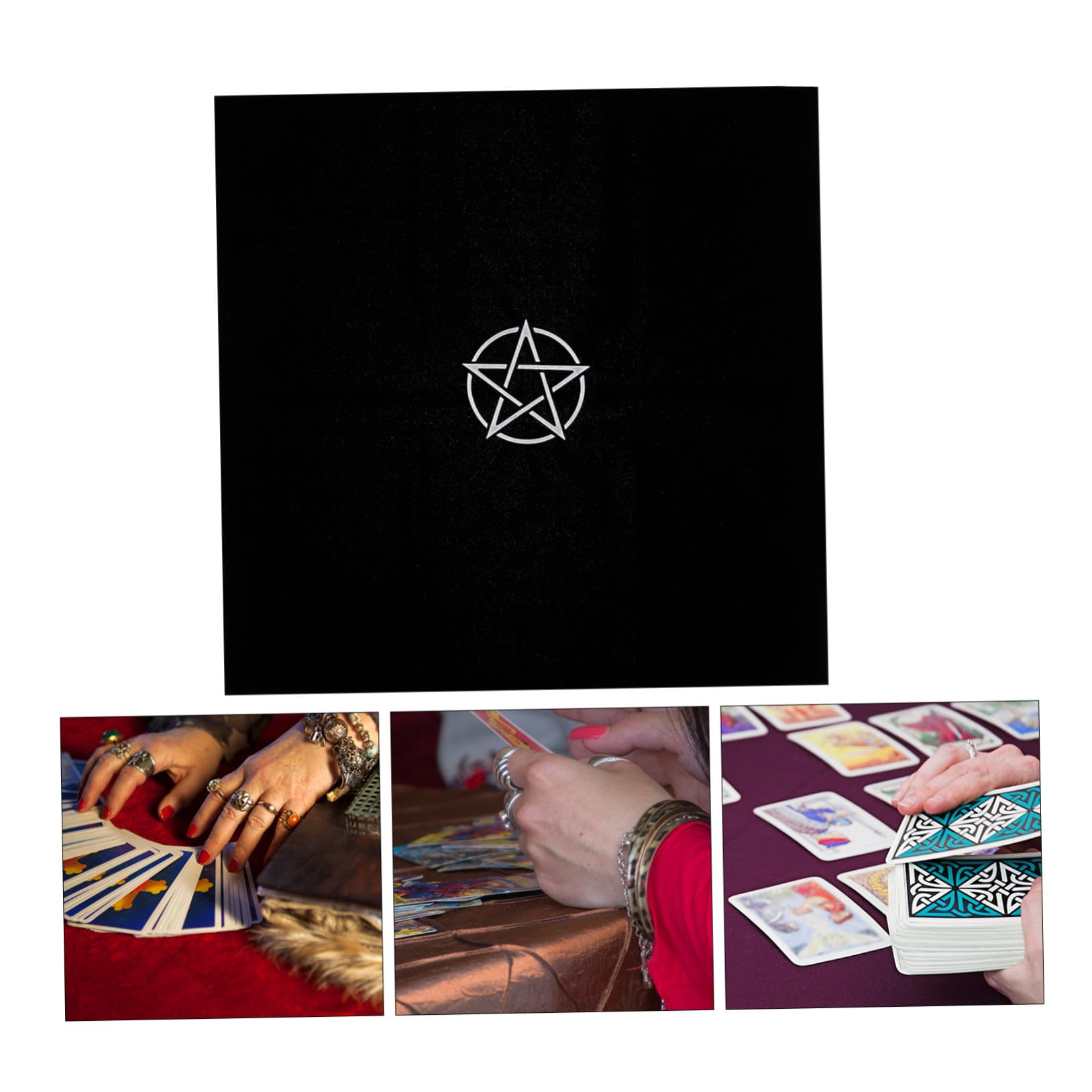 Mantel de Tarot Negro Pentáculo de Franela, Resistente al Desgaste Pelusas, Adecuado para Decoración de Mesa Hogar Aire Libre