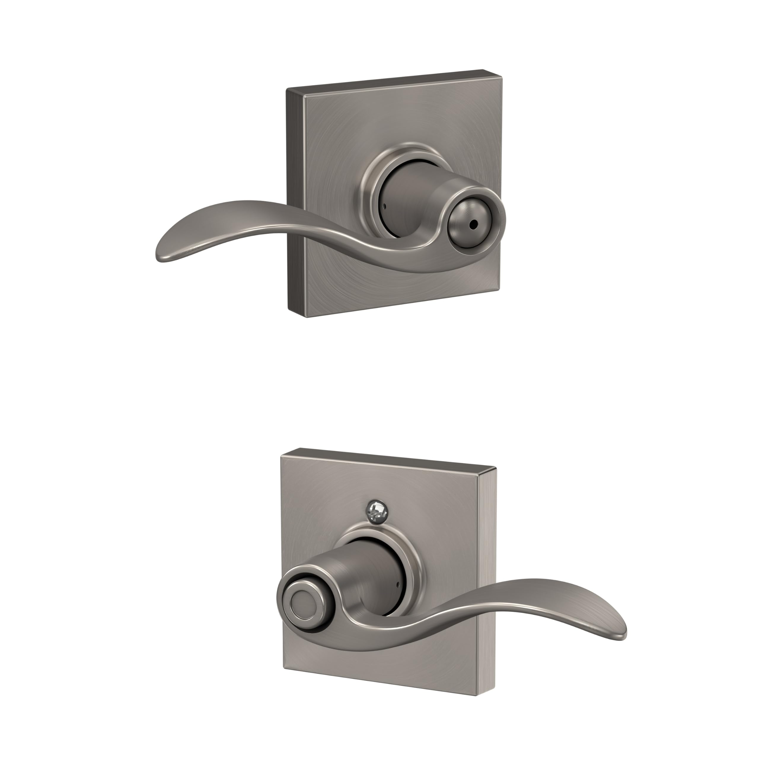 SCHLAGE Accent Bed/Bath Privacy Door Handle with Lock, Satin Nickel