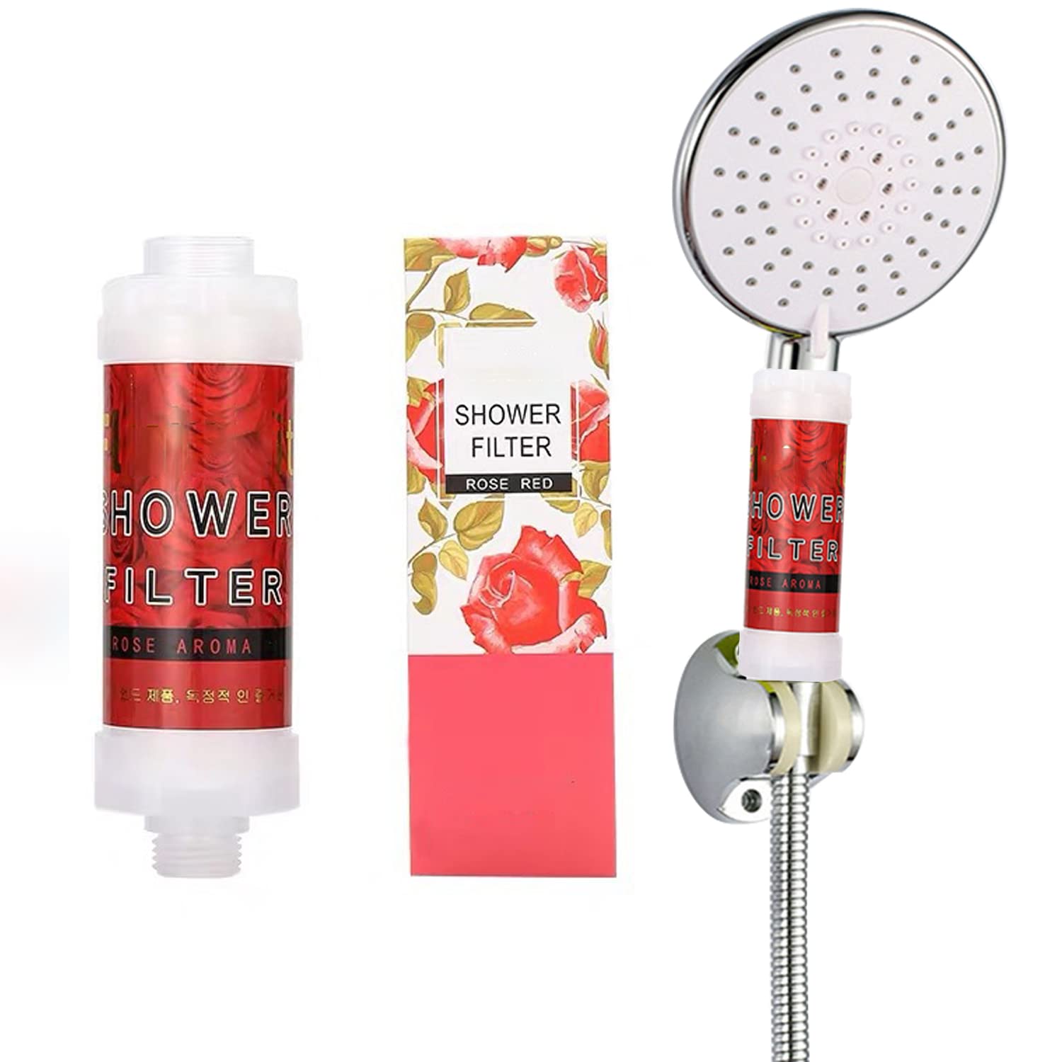 ZPLNOSIN Aroma Fresh Showerhead Filter, Household Fragrance Bathing Filter, Fragrant Showerhead Filters for Home Bathroom, Showerhead Purifies Filter Perfect for Dry Skin & Hair Loss (Rose)
