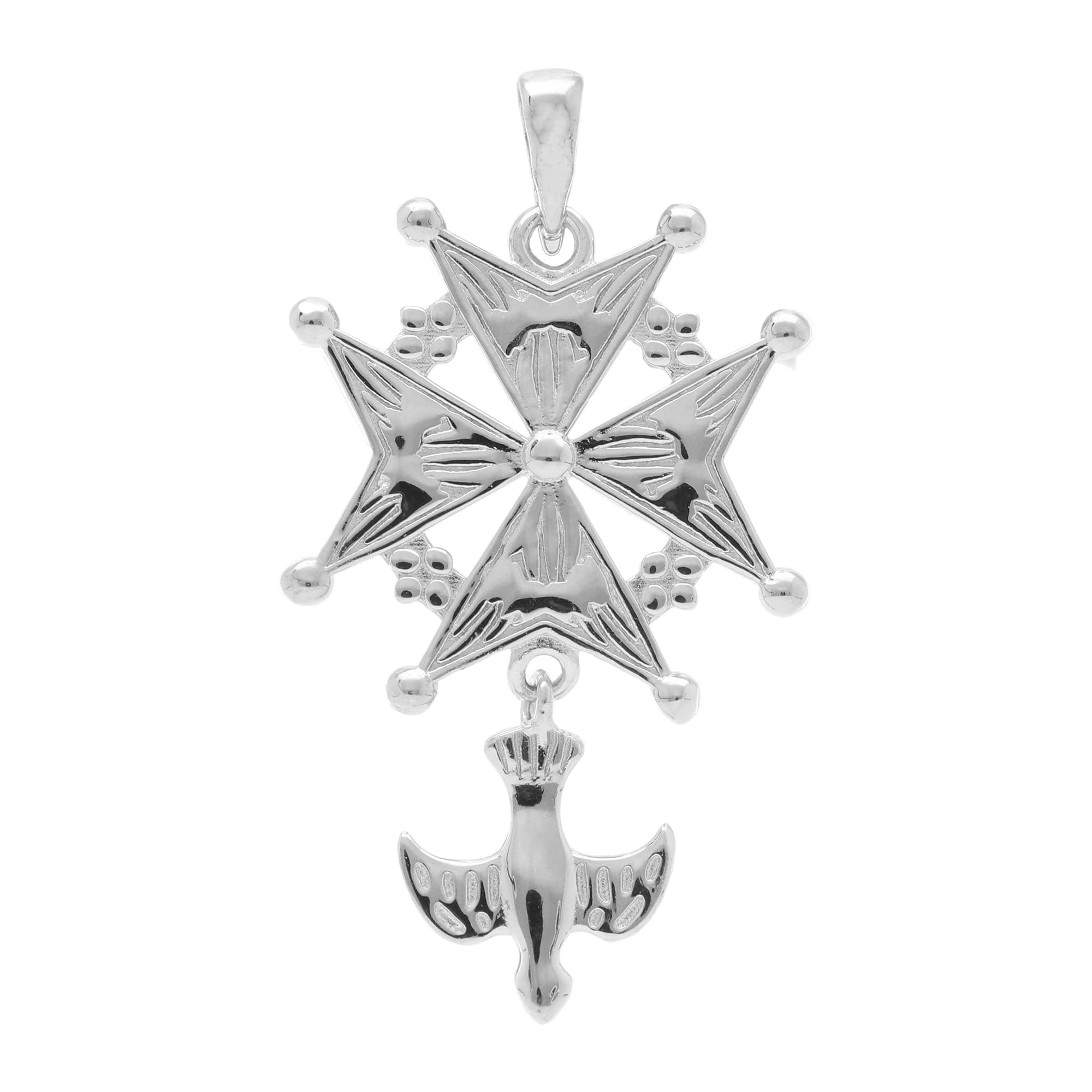 Pendentif Croix huguenote MD Homme Argent 925‰ rhodié + écrin (Offert) + Certificat d'Authenticité Argent 925‰