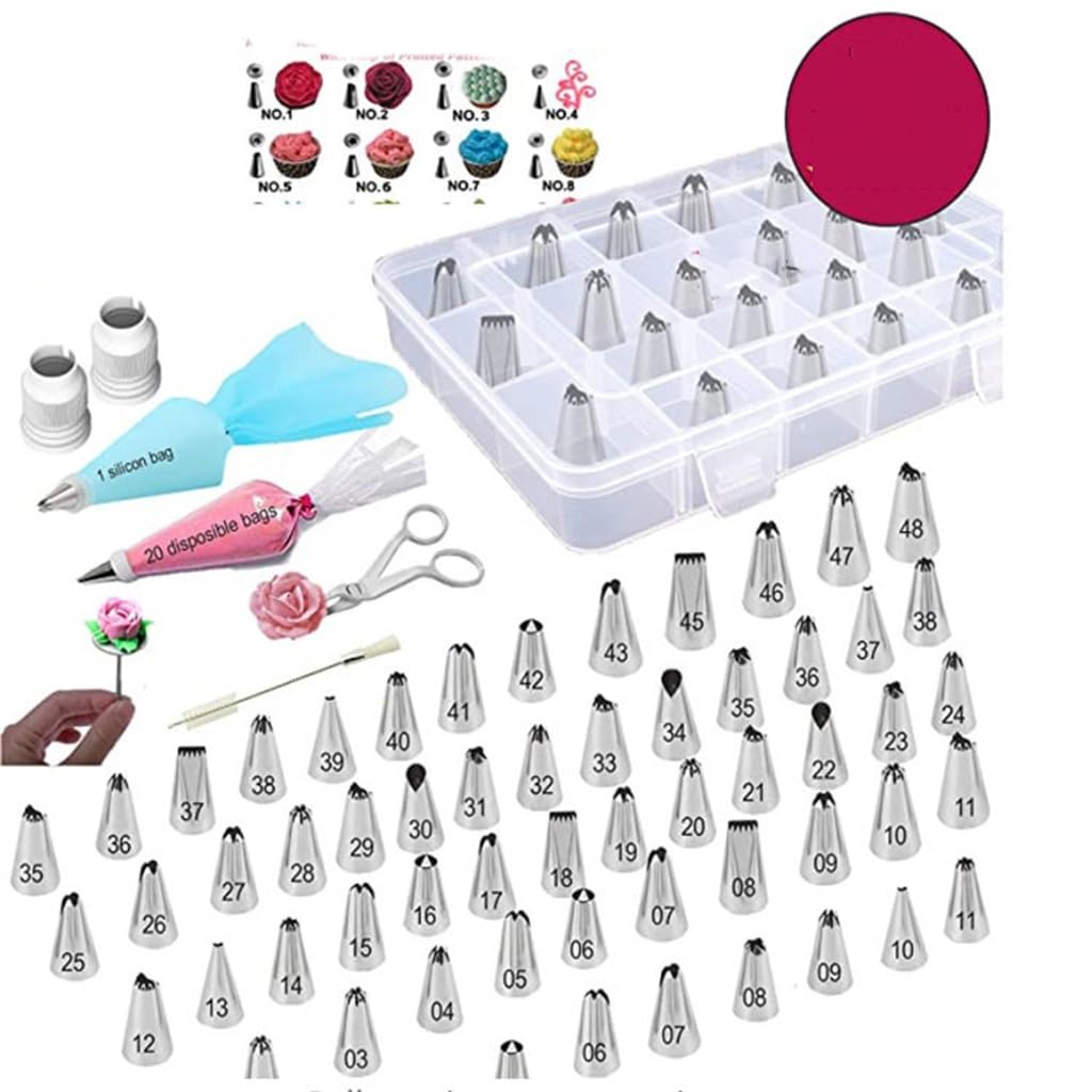 Juego Completo de 74 boquillas para Flores, para Pasteles y Galletas. Caja de Herramientas de Acero Inoxidable.