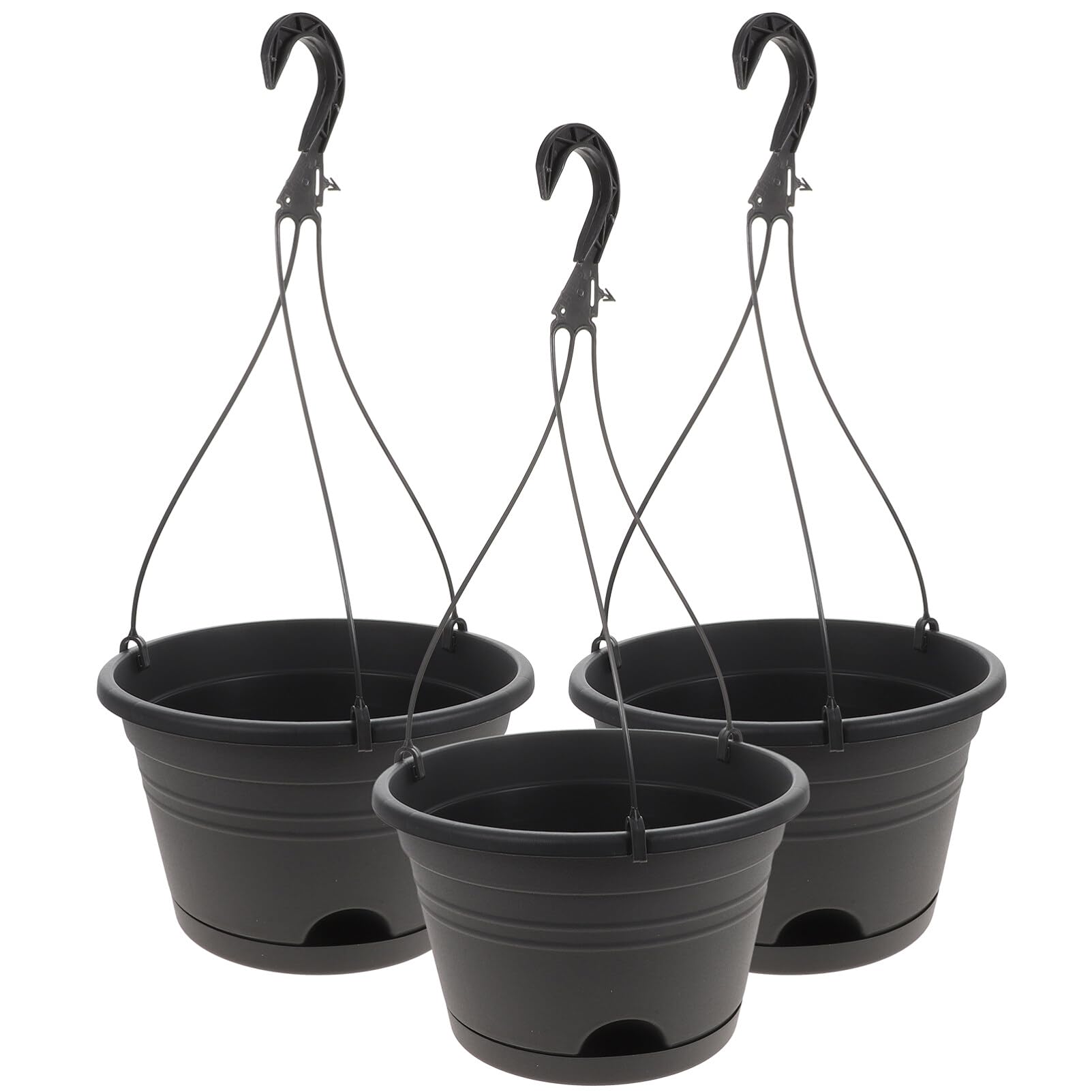 BESTonZON Hanging Plant Pots 3Pcs Plastic Hanging Baskets for Plants Balcony Railing Planters for Indoor Outdoor Garden Flower Baskets with Hook