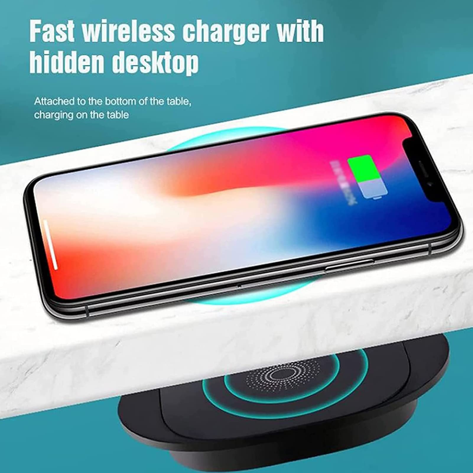 Cargador inalámbrico Invisible, Placa de Carga inalámbrica para Muebles de 10 W, Cargador de teléfono móvil inalámbrico de Larga Distancia de 10-20 mm, Adecuado para i-Phone 14 Pro MAX