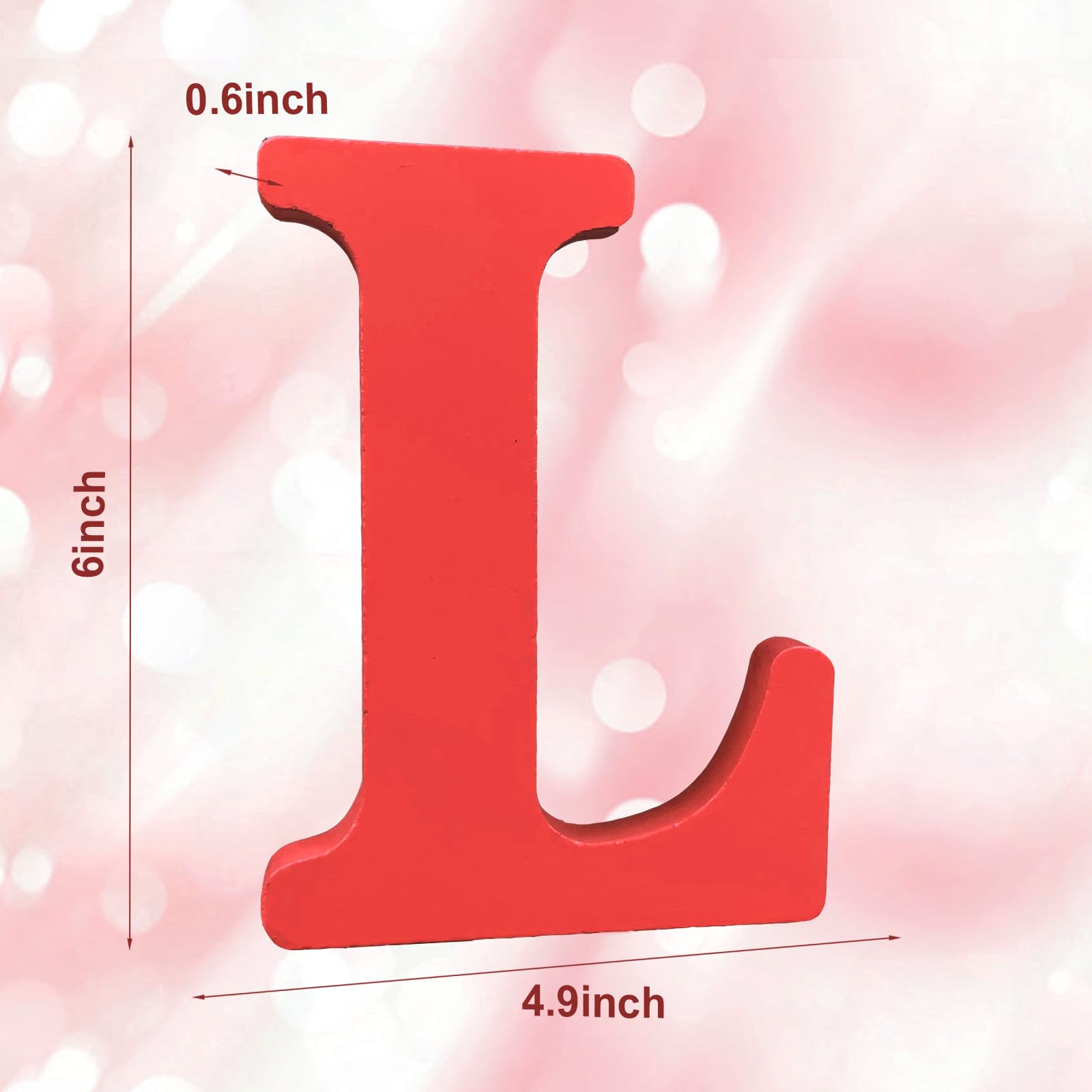 AOCEAN Letras de madera roja de 6 pulgadas sin terminar para decoración de pared, letras decorativas de pie, decoración de tablero para manualidades, proyectos de fiesta en el hogar (L)