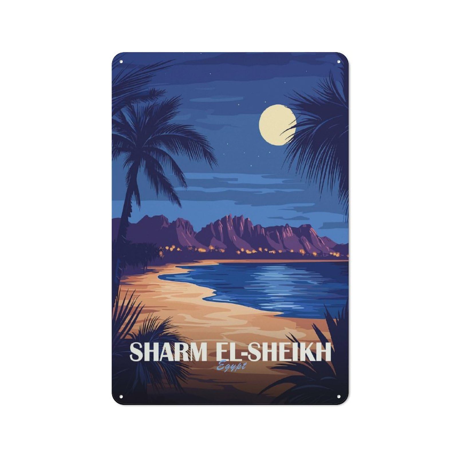 Junmoney Style-3 Sharm El-Sheikh Egypt Travel Decorative Tin Sign 30X20cm, Distressed Look Vintage Wall Decor For Lounge, Study, Pub Or Wall Gallery