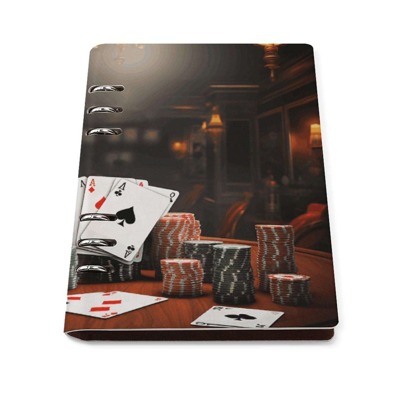 Cuaderno A5 Poker Tournament de piel sintética y 6 anillas para diarios 8