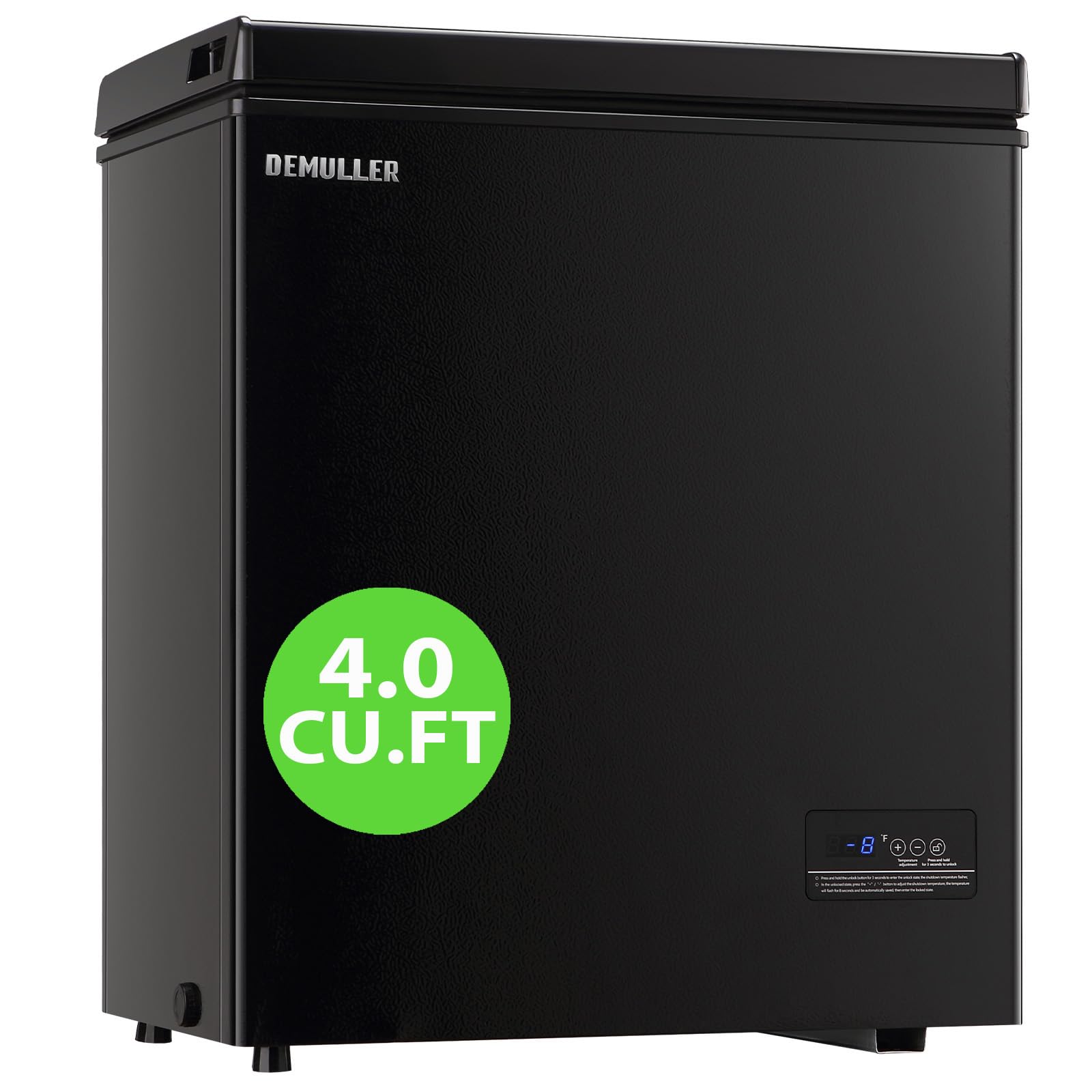 Demuller 4.0 Cu.Ft Compact Chest Freezer With Two Baskets Mini Deep Freezers With Electronic Panel | Fridge.com