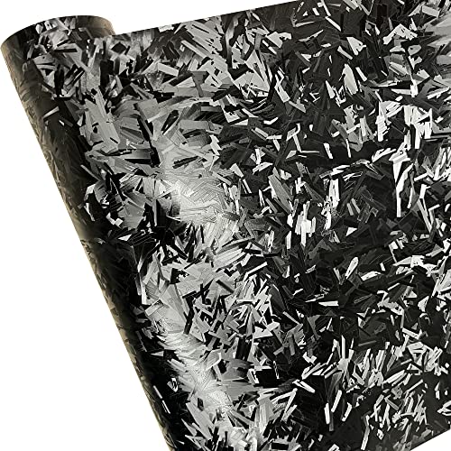 Image of LZLRUN Forged Carbon Fiber Shard Black Car Vinyl Wrap Film 1 inch x 30ft | Shard black silver forged carbon fiber texture, With install tools, Air release, Self-adhesive, For car moto furniture laptop