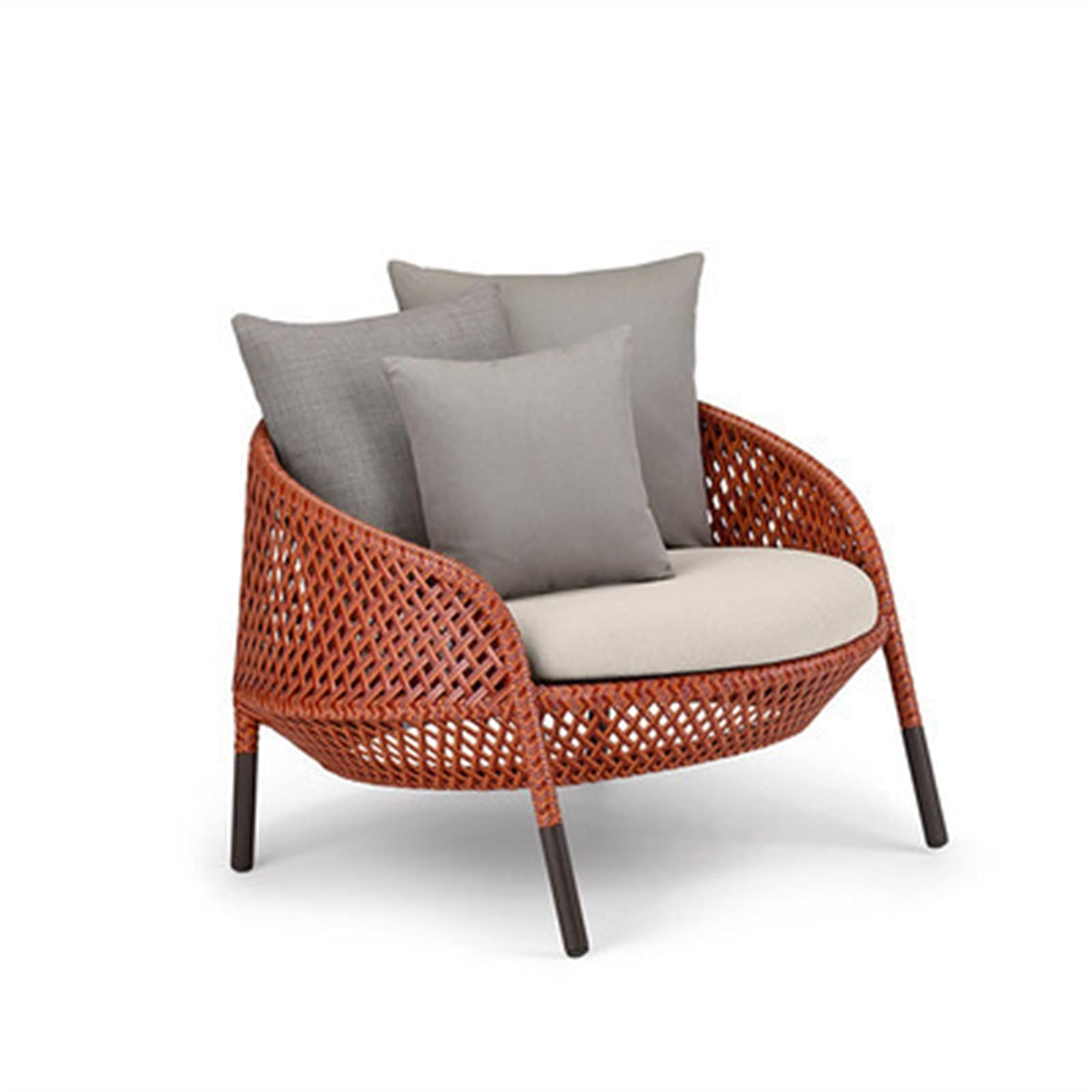 Fauteuil rotin outdoor en aluminium avec coussins de jardin D