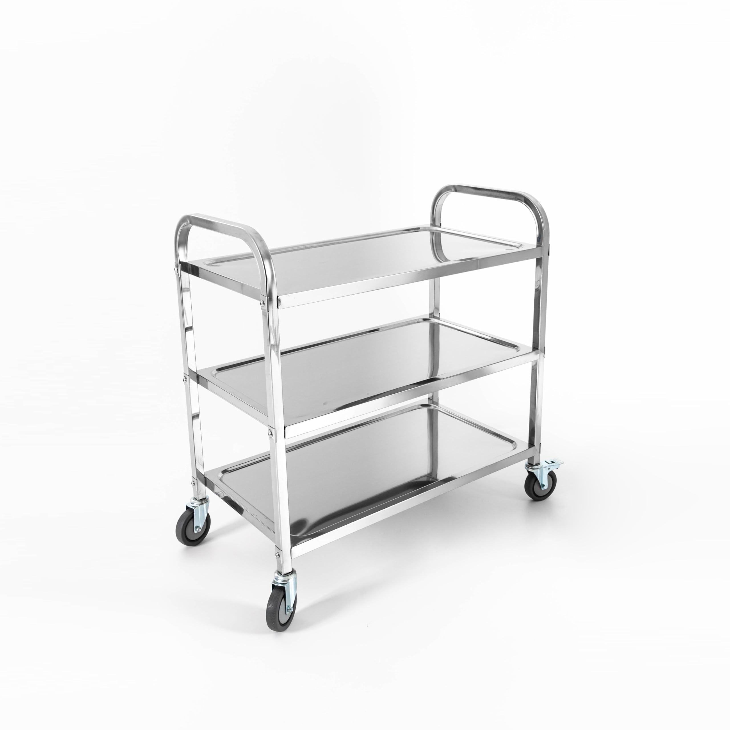 Carro de servicio para cocina, 3 unidades, de metal y acero inoxidable, con cuatro ruedas universales, acero inoxidable 201, para restaurantes, bibliotecas, cocinas (85 x 45 x 90 cm)