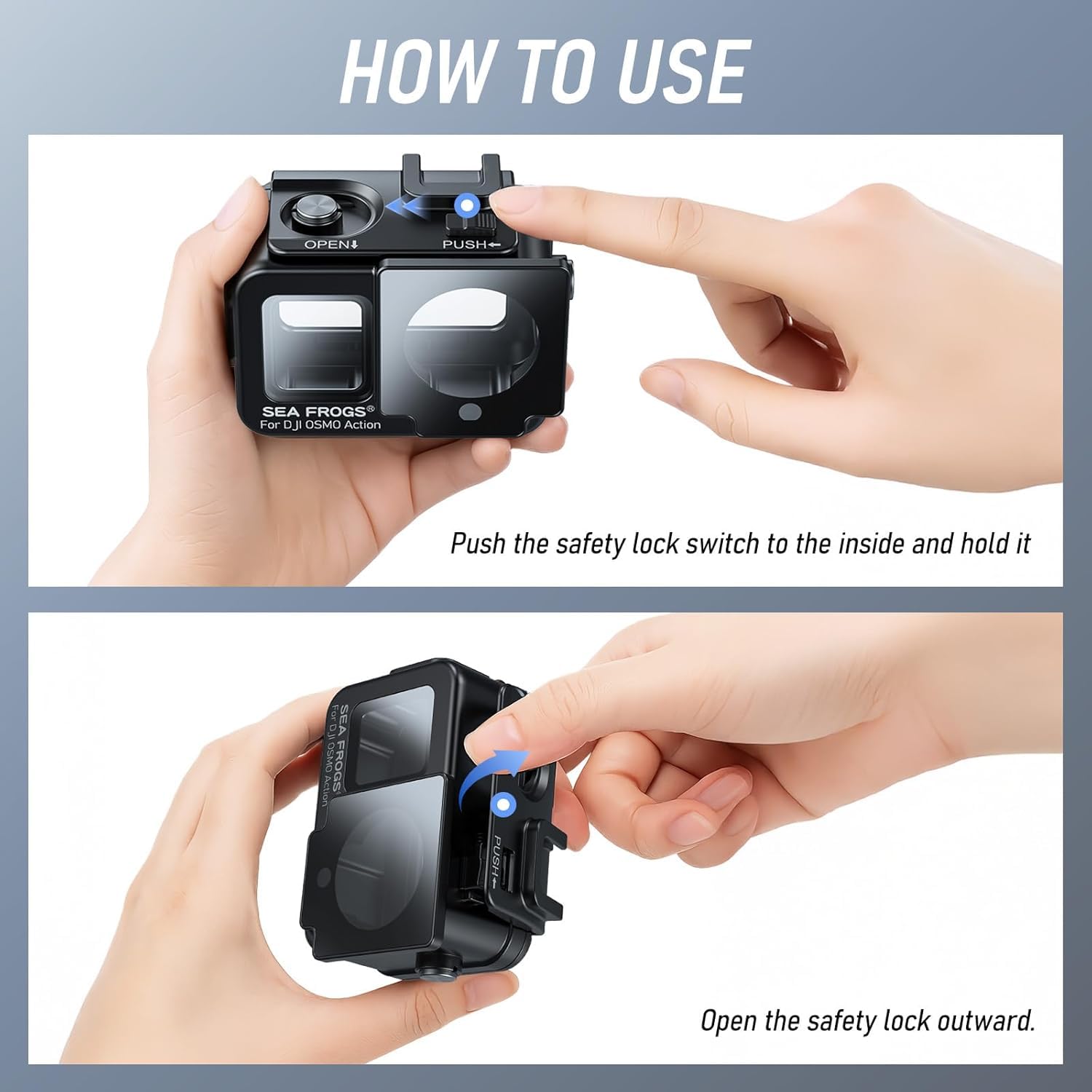 Sea frogs Custodia subacquea in lega di alluminio per DJI Osmo Action 5/4/3, impermeabile fino a 60 m, antiurto e resistente alla pressione, custodia per action camera