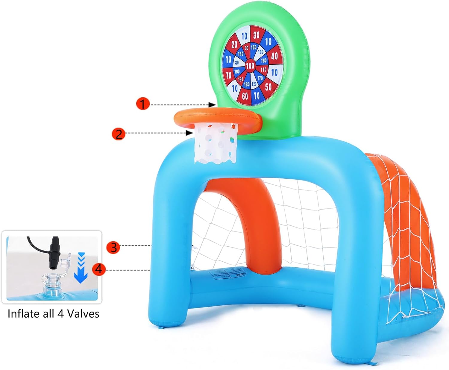 Inflatable Toddler Sports Center – Basketball Hoop & Soccer Goal, 3-in-1 with Sticky Ball Target, Soft & Safe Indoor/Outdoor Set, Ages 2–6