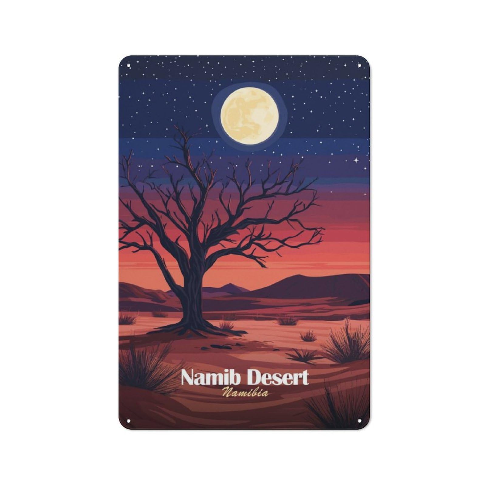 Junmoney Namib Desert Night Kitchen Metal Sign With Design 30X20cm, Cosy Kitchen Wall Decor For Coffee Bar, Kitchen, Bistro Or Tea Corner