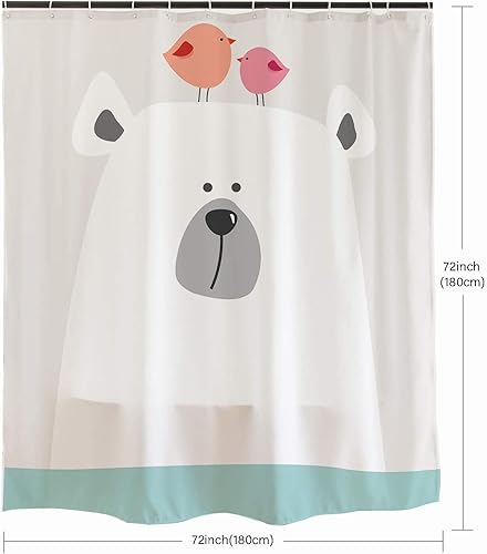 Miniatura 9 de Ofat Home Juego de cortinas de ducha de dibujos animados para niños con ganchos, bonitos accesorios de baño de oso polar, no necesita forro,