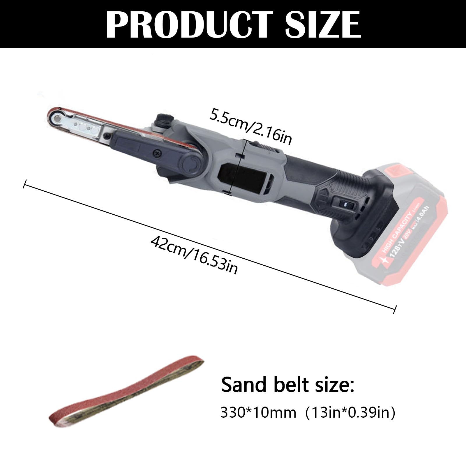 Lijadora Banda, Lijadora Banda A Batería Compatible Con Makita 18V Lijadora Inalámbrica Multilijadora Lima Eléctrica 10x330mm 3 Bandas Lijado 6 Velocidades Ajustable 35° (Sin Batería)