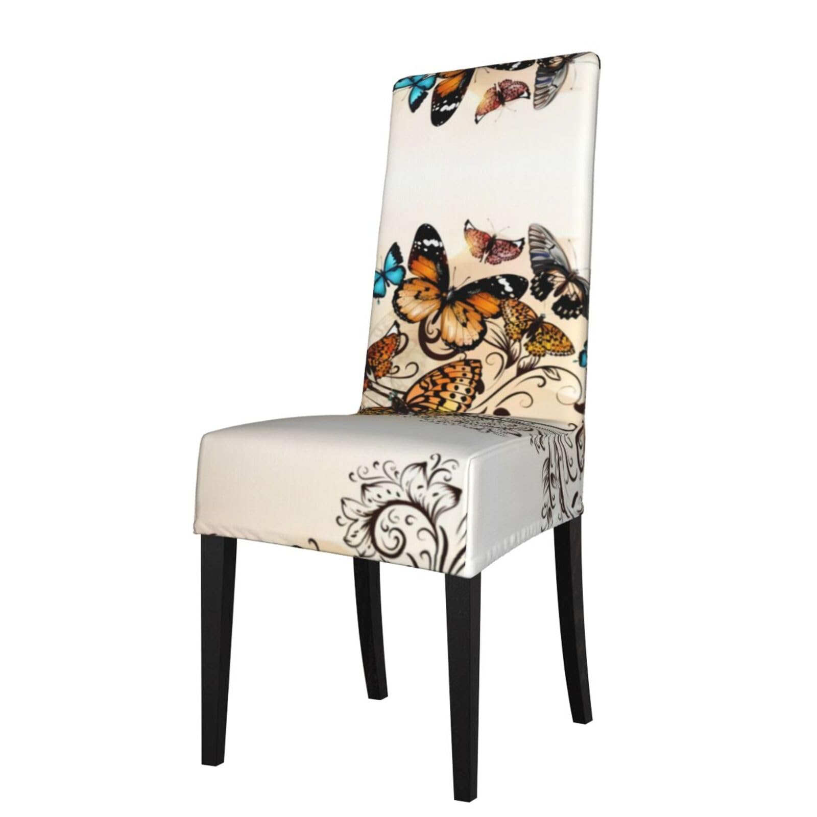 YYHWHJDE Butterflies Prints Protection Cover for Dining Chair – Stretchable Slipcovers for a Refreshing Dining Room Makeover